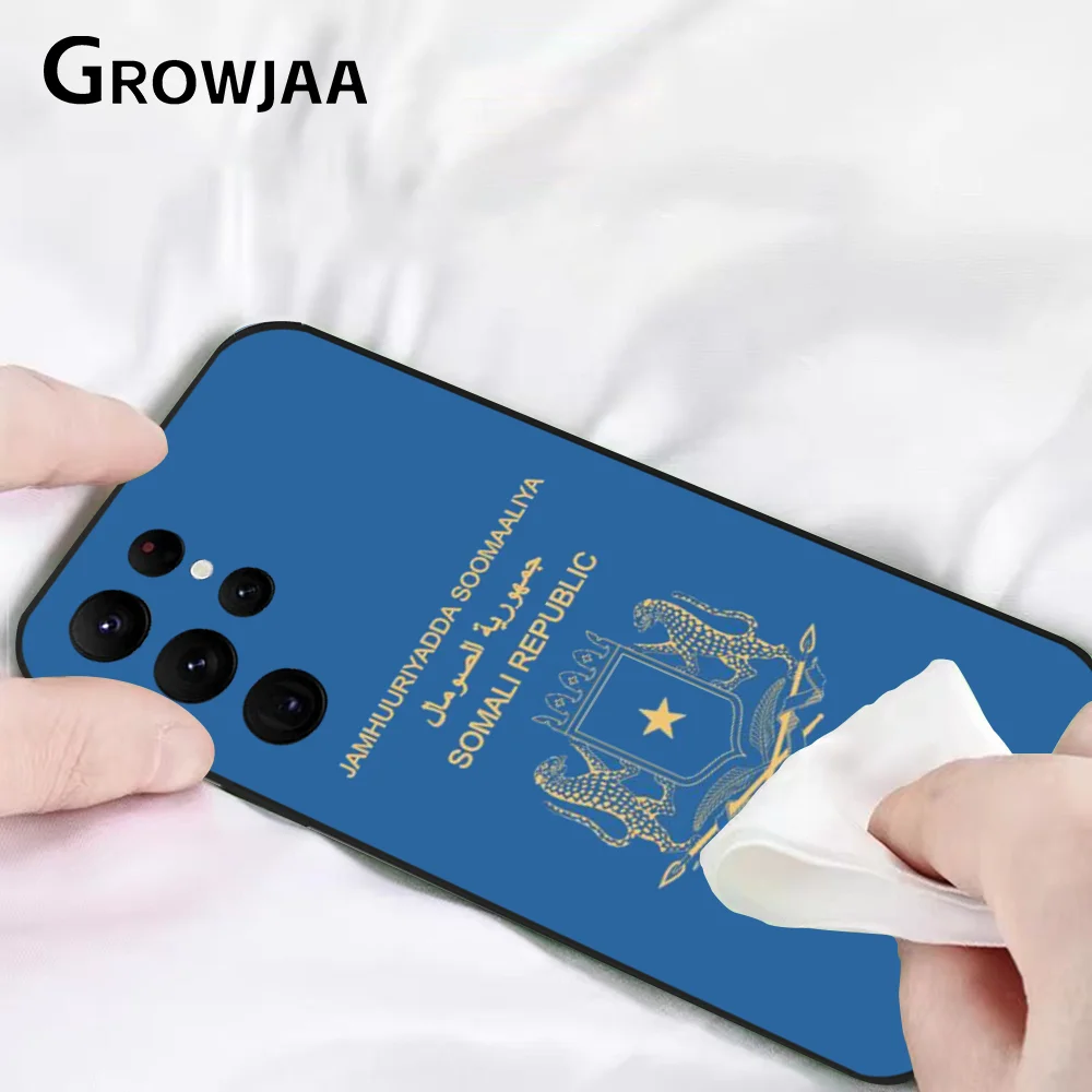 Somali Passport Pattern Phone Case For Samsung Galaxy S24 Ultra S22 S23 S21 S20 5G Protective Silicone TPU Funda