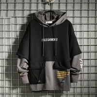 spring autumn fashion streetwear casual pocket letter printing pullover baggy male hoodies hip hop style mens hooded sweatshirt