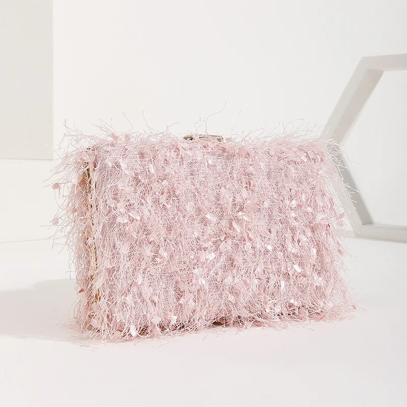 

New Designer Feather Clutch Bag Elegant Tassel Decoration Evening Bags One Shoulder Handbag For Women Fashion Purse Bag XA196H