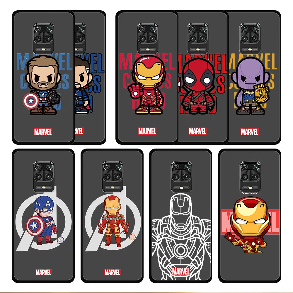 

Case for Redmi 9T 7A Note 10 11 Pro 8A 10A 9A 9C 10C 11S 11T 11E 8 10 Silicone Marvel Iron man Spider Thor Thanos Phone Luxury