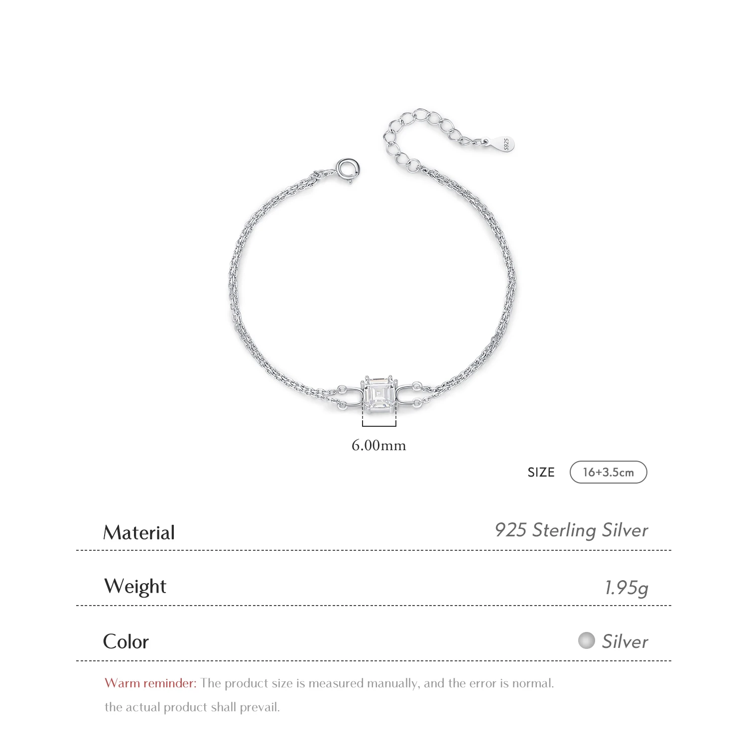 Двухслойный браслет из стерлингового серебра 925 пробы YANLOK