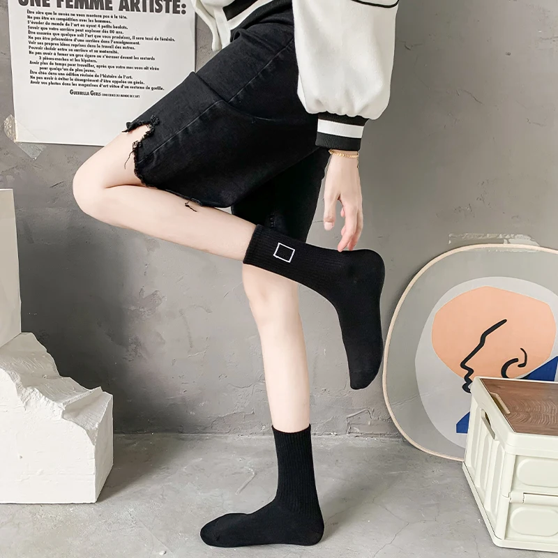 3 Pairs/Box Smile Geometry Stockings Cotton Harajuku Solid color Soft Triangle Sports Funny Long Gift for Men Women Socks Pack