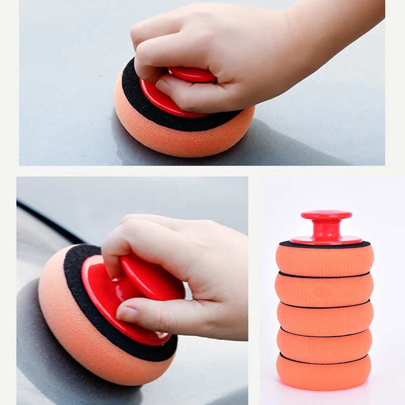 

1set Car Wash Wax Sponge Polish Pad Polishing Cleaning Applicator Pad Handle With 5pcs Wash Sponges Brand New And High Quality