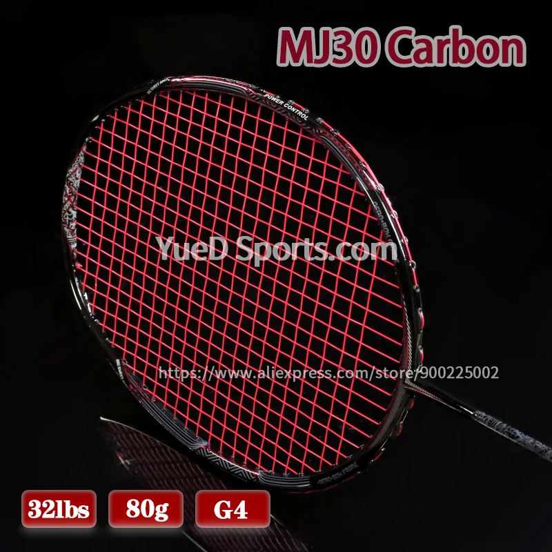 Professional High Tension 32LBS Full Japan MJ30 Carbon Fiber Badminton Rackets Strung 4U 82g Training Racquet With Bag Unisex