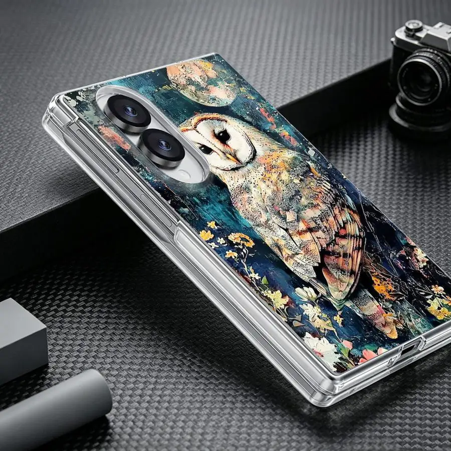 Фото Прозрачный чехол для телефона Owl Art для Samsung Galaxy Z Fold 8, жесткий, из поликарбоната, класса люкс №3