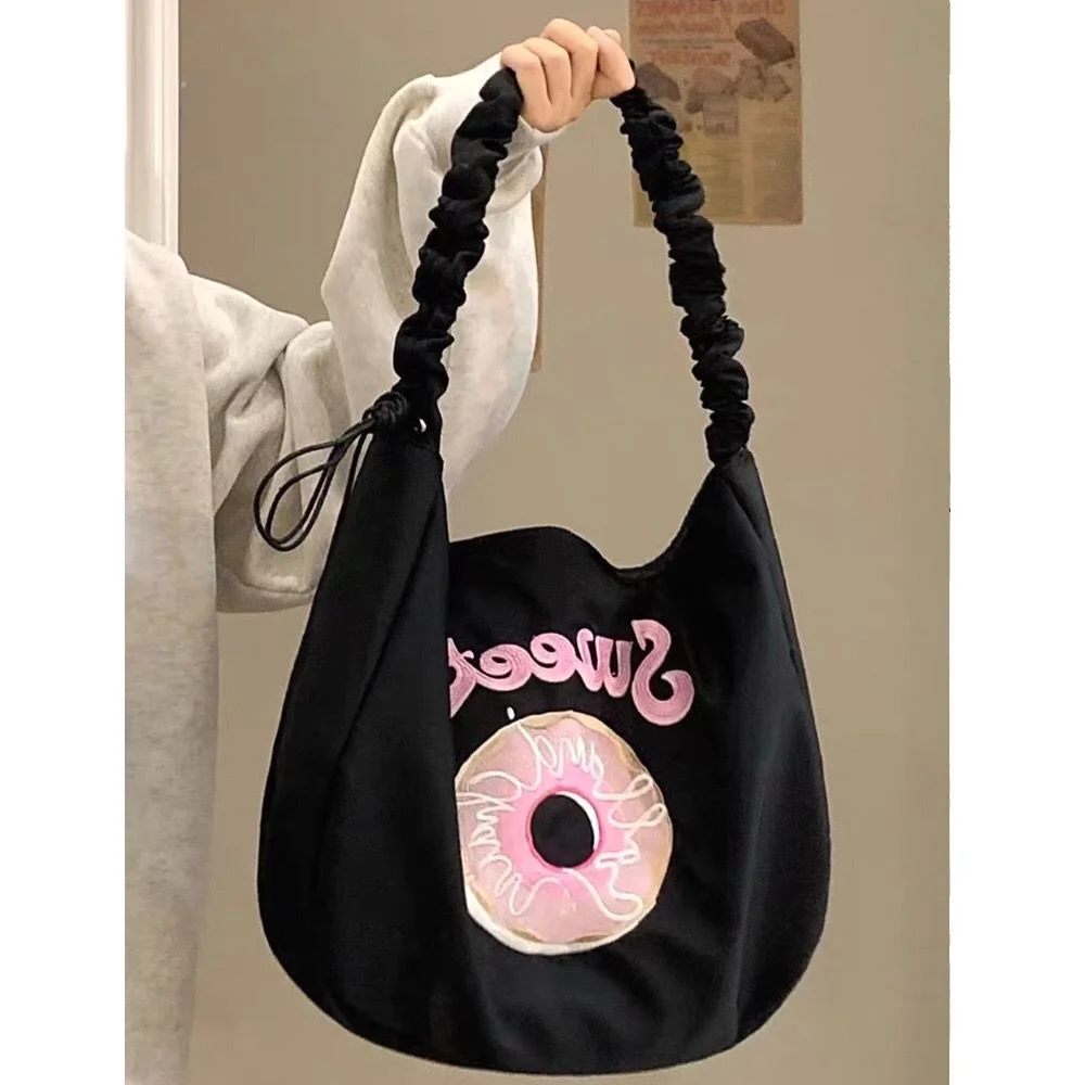 

2023 Summer New Korean Lovely Nylon Women Bag Sweet Bagel Pattern High-Capacity Shoulder Bag Hangbag All-match