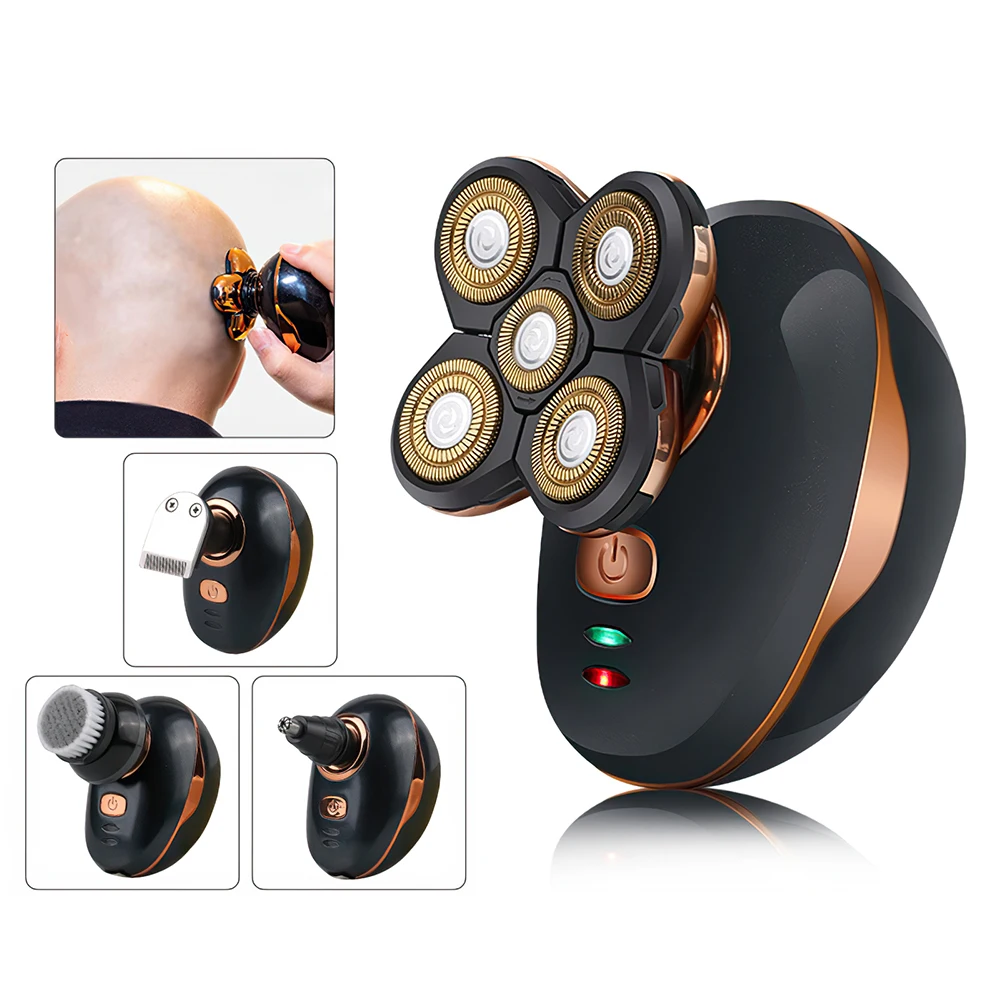 

New Electric Shaverr For Men Electric Razor 5D Floating Five Blade Heads Nose Ear Hair Trimmer Waterproof Clipper Facial Brush