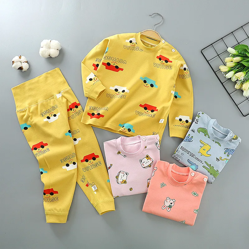 

Baby Children Cotton pyjamas set high waist belly protection Cartoon Autumn Winter Clothing Sets For Infant Toddler Boys Girls