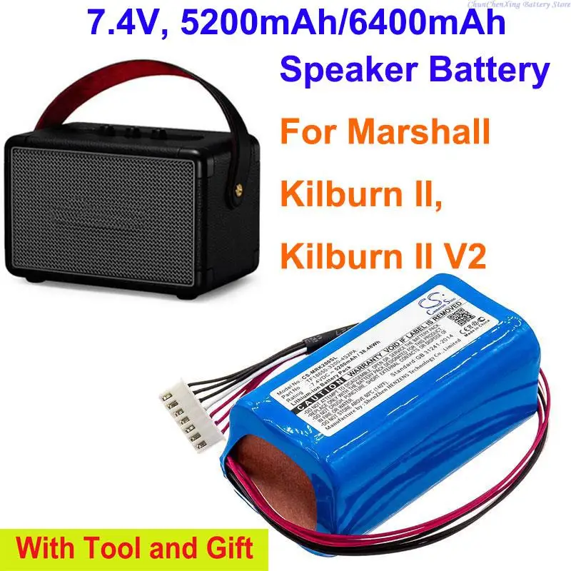 Batería de altavoz de 5200mAh/6400mAh, dispositivo para Marshall, Kilburn II, V2, C196A1, TF18650-3200-4S2PA