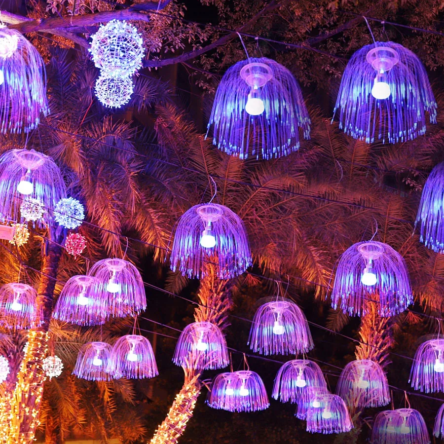 

RGB Fiber Optic Fairy Light Jellyfish Dandelion Light Garland Outdoor Garden Tree Hanging String Light For Christmas Party