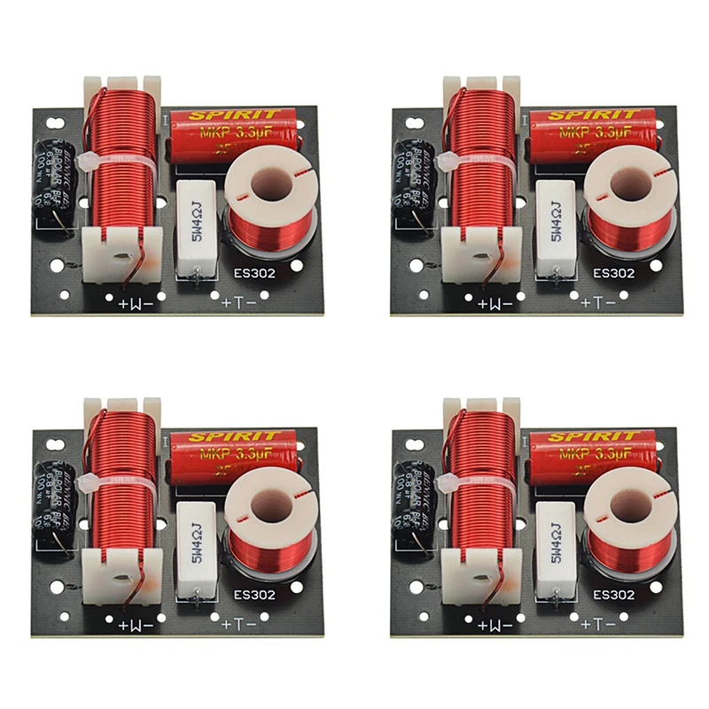 

4X ES302 2 Ways Audio Speaker Crossover Treble+Bass Frequency Divider Crossovers Speaker Filters DIY For Home Theater