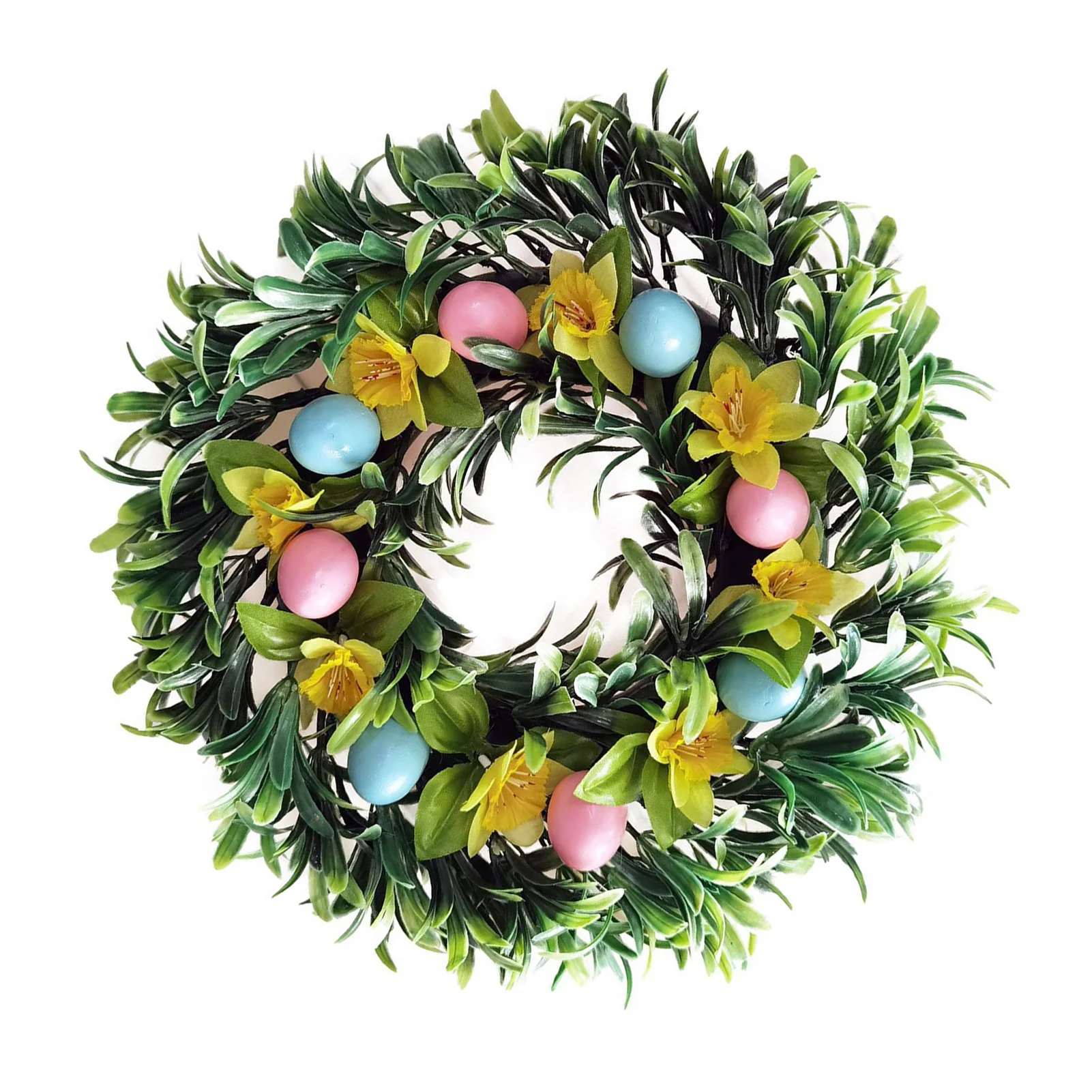 

Easter Wreath with Colorful Eggs Spring Easter Wreath with Daisy Flowers for Front Door Indoor Wall Window Decor