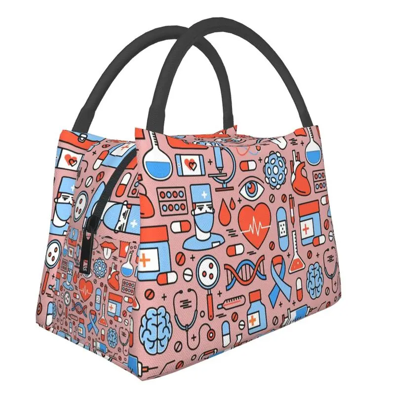 

Nurse Surface Print Insulated Lunch Bags for Women Waterproof Nursing Supplies Cooler Thermal Lunch Box Beach Camping Travel