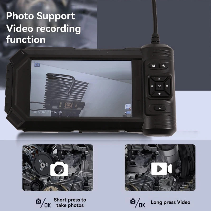 Камера для осмотра эндоскопа 5-дюймовый IPS-экран камера с тройным объективом и