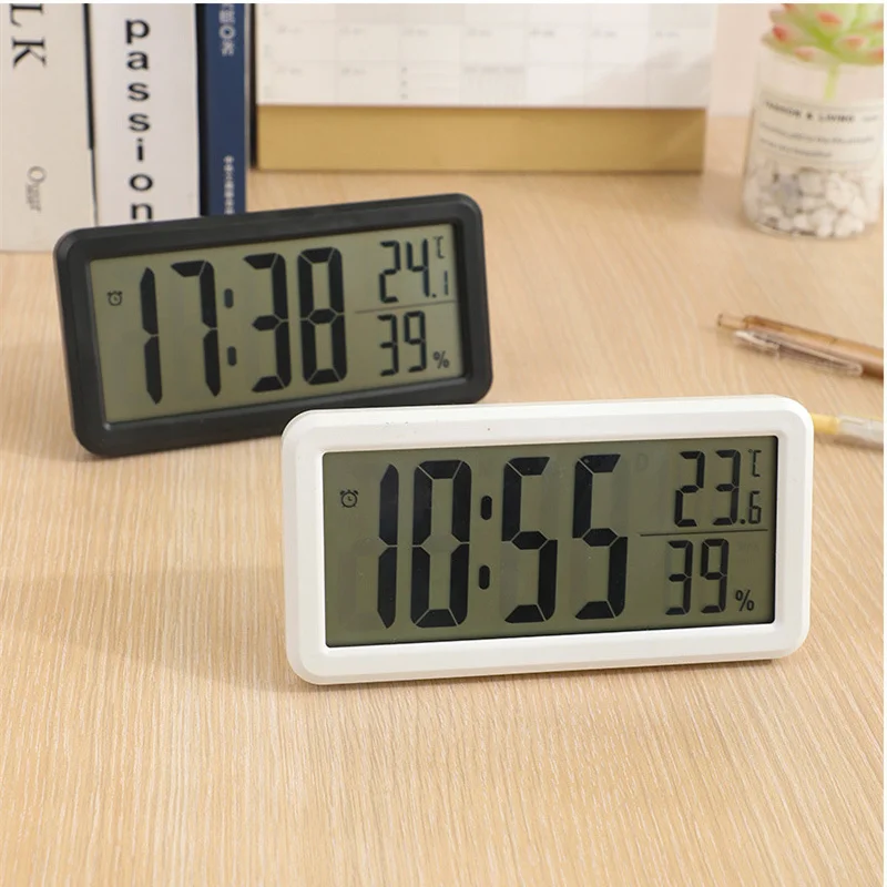 

Thin LCD Alarm Electronic Clock Large Screen LED Digital Display Silent Battery Bedroom Student Home Office Desktop Wall-Mounted