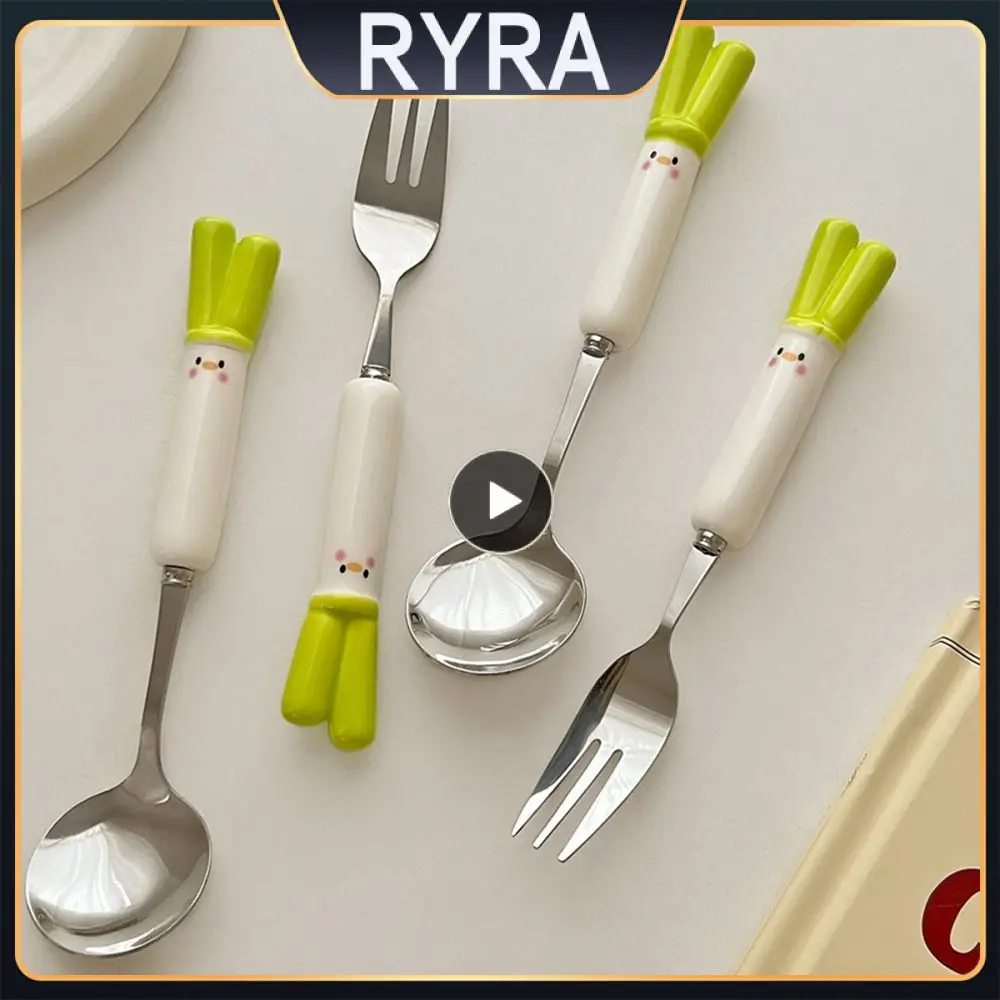 

Comfortable Grip Spoon Set Durable Spoon And Fork Set Cute Chopsticks Spoon Set Three-dimensional Fork Student Thick Work Child