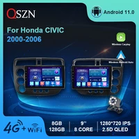 android 11 4g wifi dsp car radio for honda civic 2000 2006 multimedia video player navigation gps ips with carplayauto 8128g