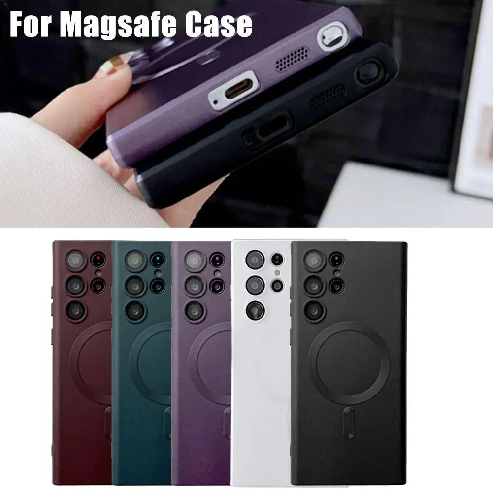 

Magnetic Wireless Charging Soft Silicone for MAGSAFE Case For Samsung Galaxy S23 S22 S21 Ultra Plus Matte Shockproof Cover