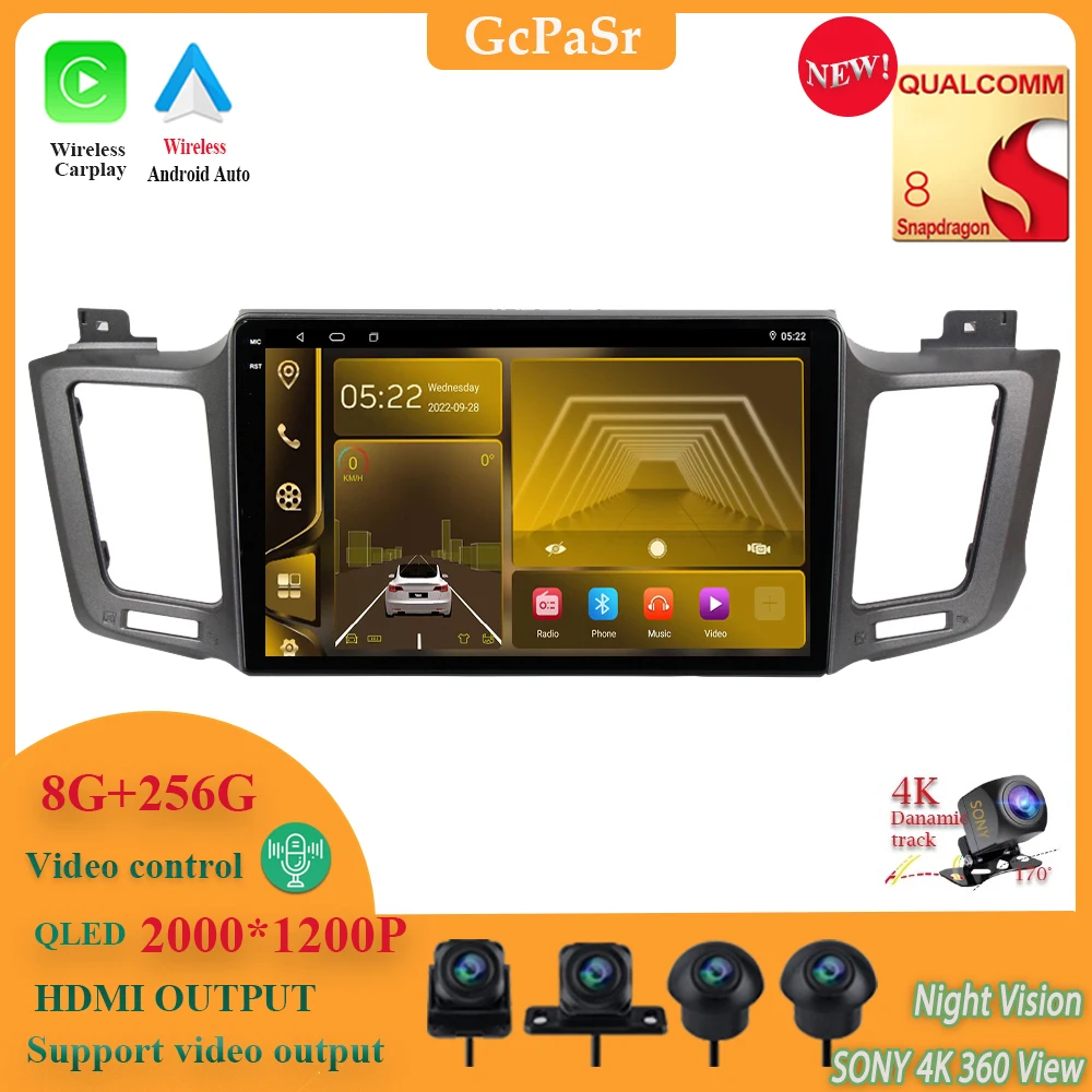 

Android 13 Qualcomm Snapdragon For Toyota RAV4 2012-2018 Car Radio stereo multimedia player high-performance CPU Carplay Auto BT