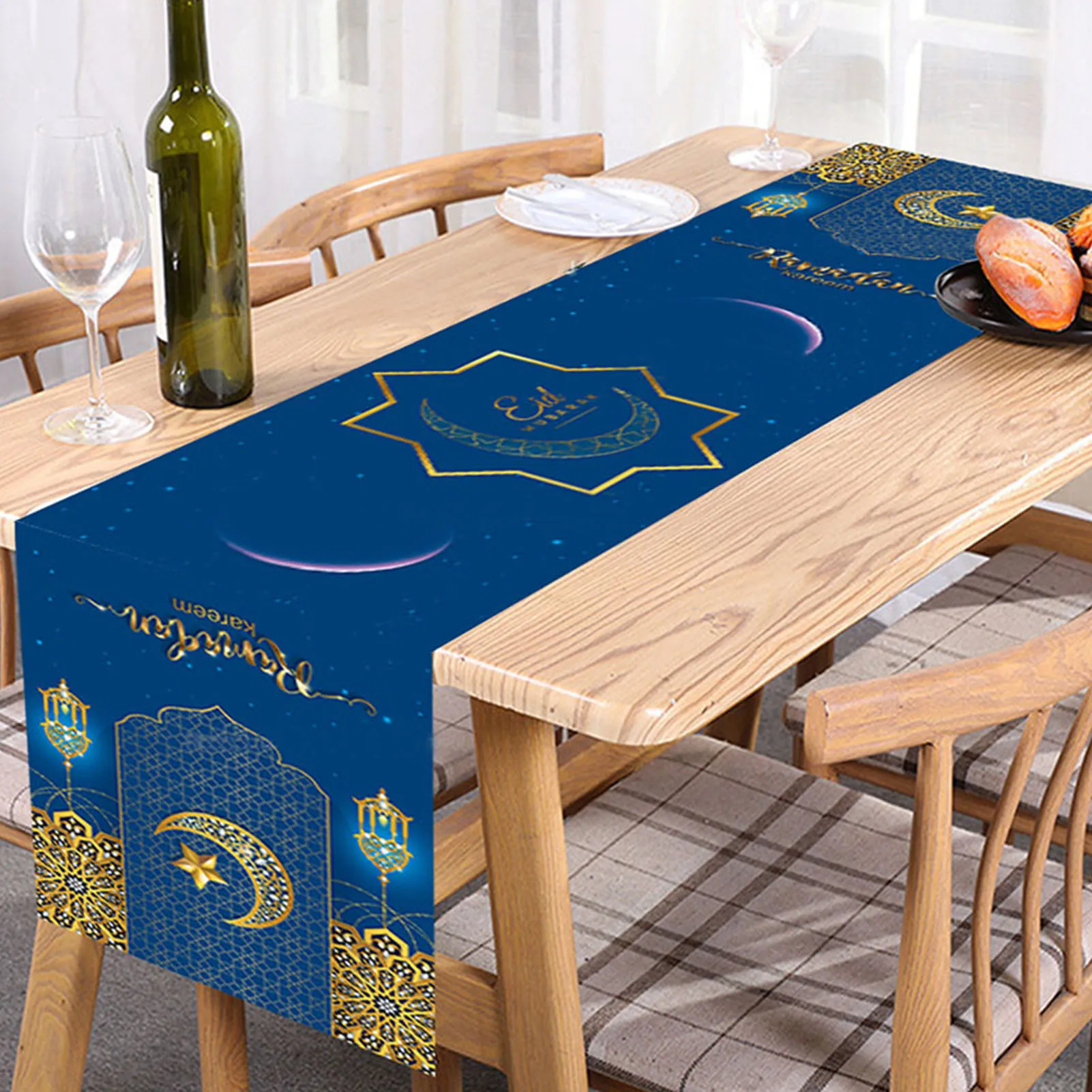 

Eid Mubarak Table Runner Golden Star Moon Lantern Ramadan DecorationsBlack Gold Star Moon Mosque Table Runner Eid Mubarak