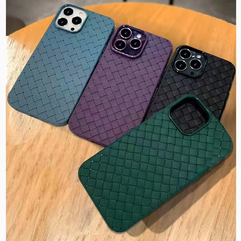 

Ultra Thin Braide Weave Skin Phone Case For iPhone 14 12 11 13 Pro Max XR X XS 7 8 Plus Soft TPU Cover
