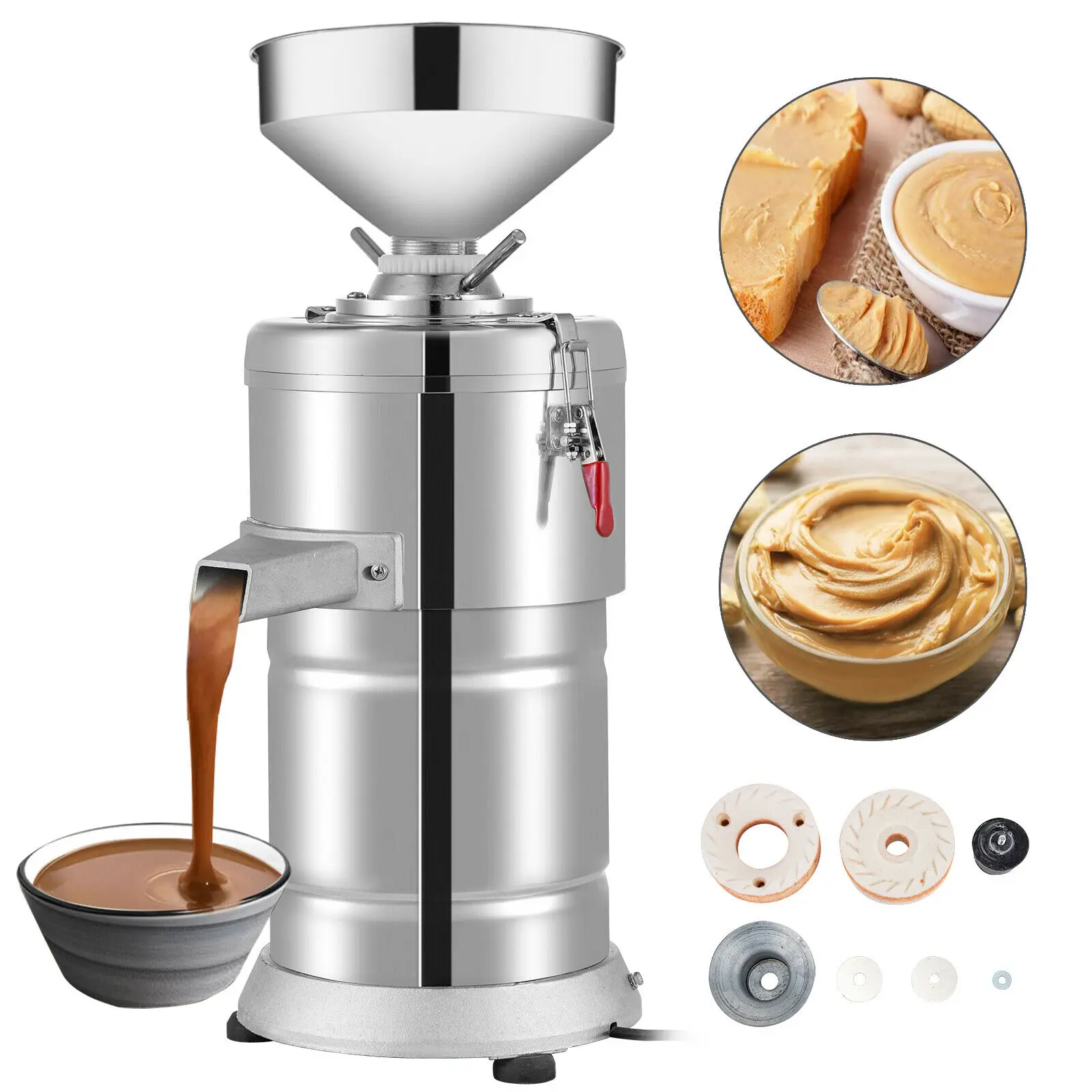

VEVOR 15Kg/h Peanut Butter Maker 1100W Electric Commercial Walnuts Nuts Stuff Grinding Miller Home Almond Sesame Pulping Machine