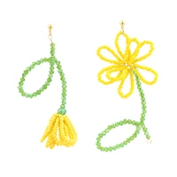 sweet korean style handmade woven flower earrings for woman party casual jewelry