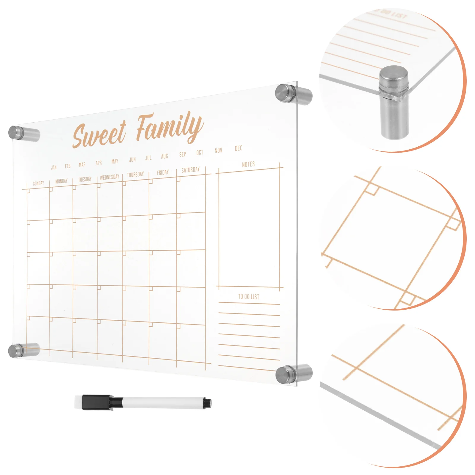 

Weekly Planner Board Acrylic Note Pad Dry Erase Fridge Calendar White Stands Digital Wall