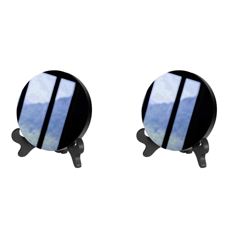 

2X Obsidian With Stand Feng Shui Smooth Natural Crystal Home Decoration Qi Gathering Wealth And Righteousness 80Mm