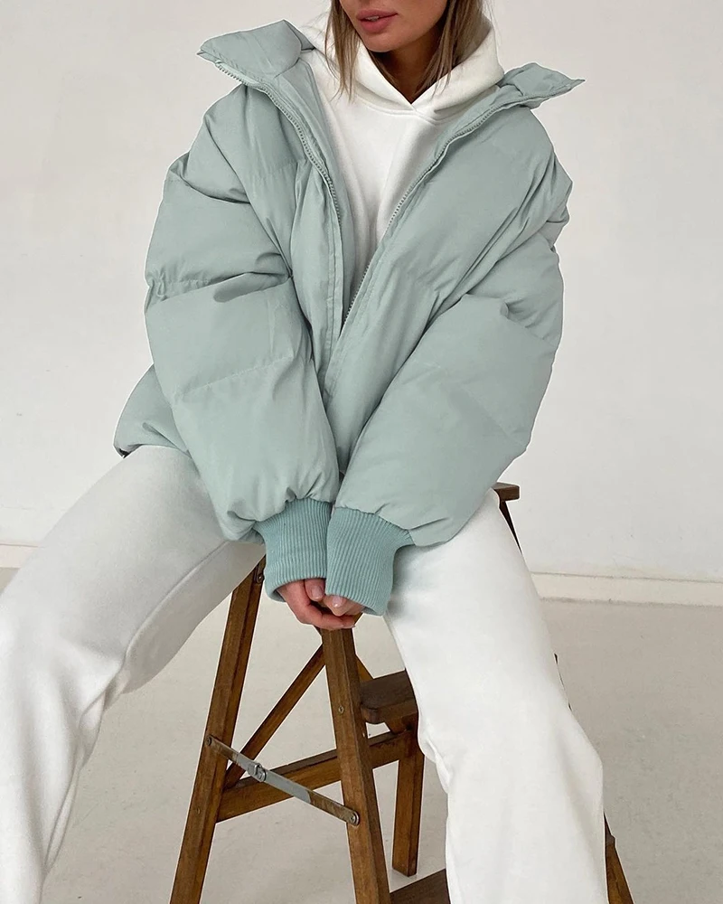 ZELI Cotton Liner Thicken Autumn Winter Jackets Women Oversized Down Padded Parkas Female Cropped Bubble Coats 2022 Outerwear