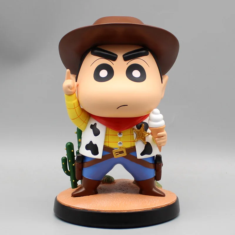 

Crayon Shin-chan Cos Cowboy Action Figure Toys Figuras Anime Kawaii Doll Car Ornaments Statue Collection Model Gift for Children