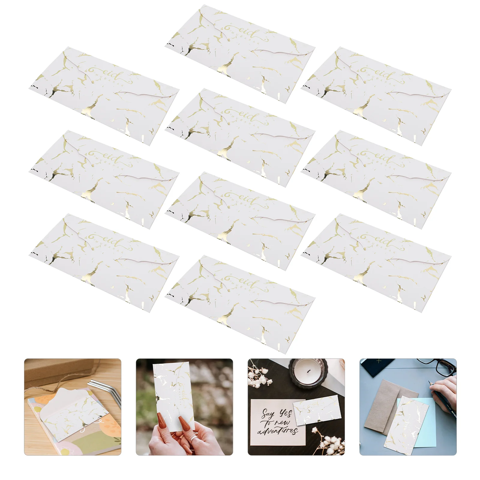 

10Pcs Eid Mubarak Gilding Envelopes Gift Money Envelopes Chic Paper Envelopes