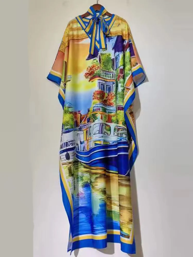 Весна 2025 новое женское платье-пуловер в стиле ретро с геометрическим принтом и