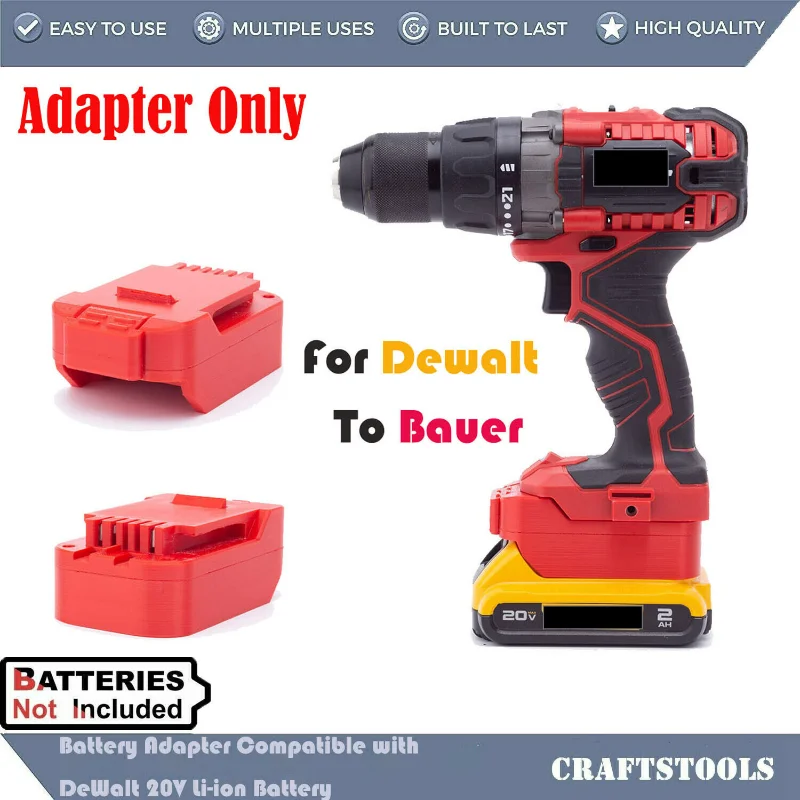 For DeWalt 18V 20V Lithium Battery Adapter to Bauer 20v Power Tools Converter (Not include tools and battery)