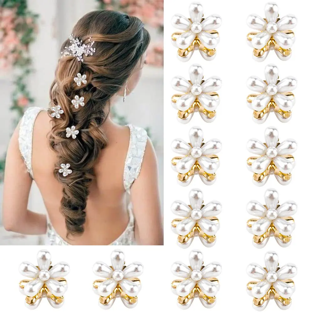 

free shipping 12Pcs Small Hair Clips Crystal Mini Flower Hair Clips Hair Decorations for Women Hair barrettes for Fine Hair Alli
