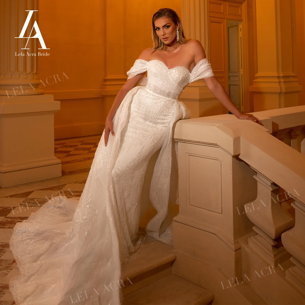 LelaAcra свадебное платье с открытыми плечами 2025 г. милое принцессы-русалки 2 в 1 SM146