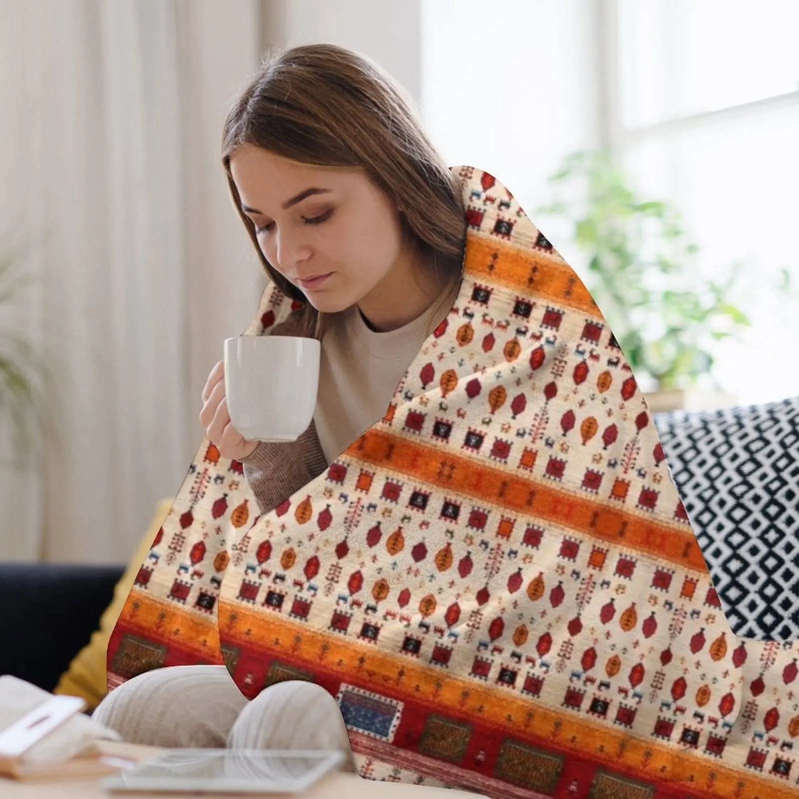 Богемное традиционное берберское винтажное осенне-осеннее сезонное одеяло в