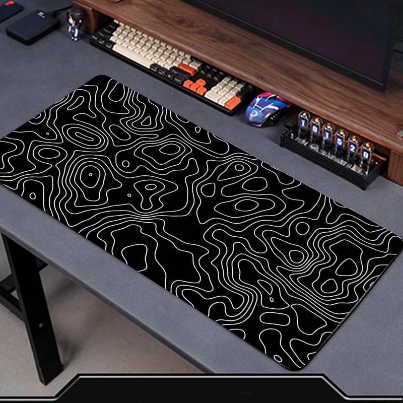 

Contour Map Gaming Mouse Pad Company Black White Mousepads Mouse Mat 900X400 Rubber Keyboard Desk Mats Kawaii Large for Laptop
