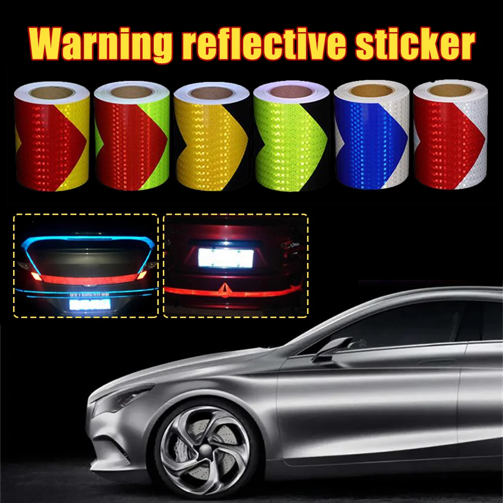 

5cm*1000cm Car Arrow Reflective Tape Decoration Stickers Traffic Safety Warning Reflection Tape Film Reflector Sign Sticker Roll