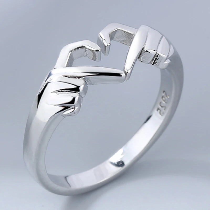 

2022 Romantic Hands Than Heart Ring Geometric Palm Love Gesture Couple Fashion Rings Wholesale Jewelry Couple Wedding Rings