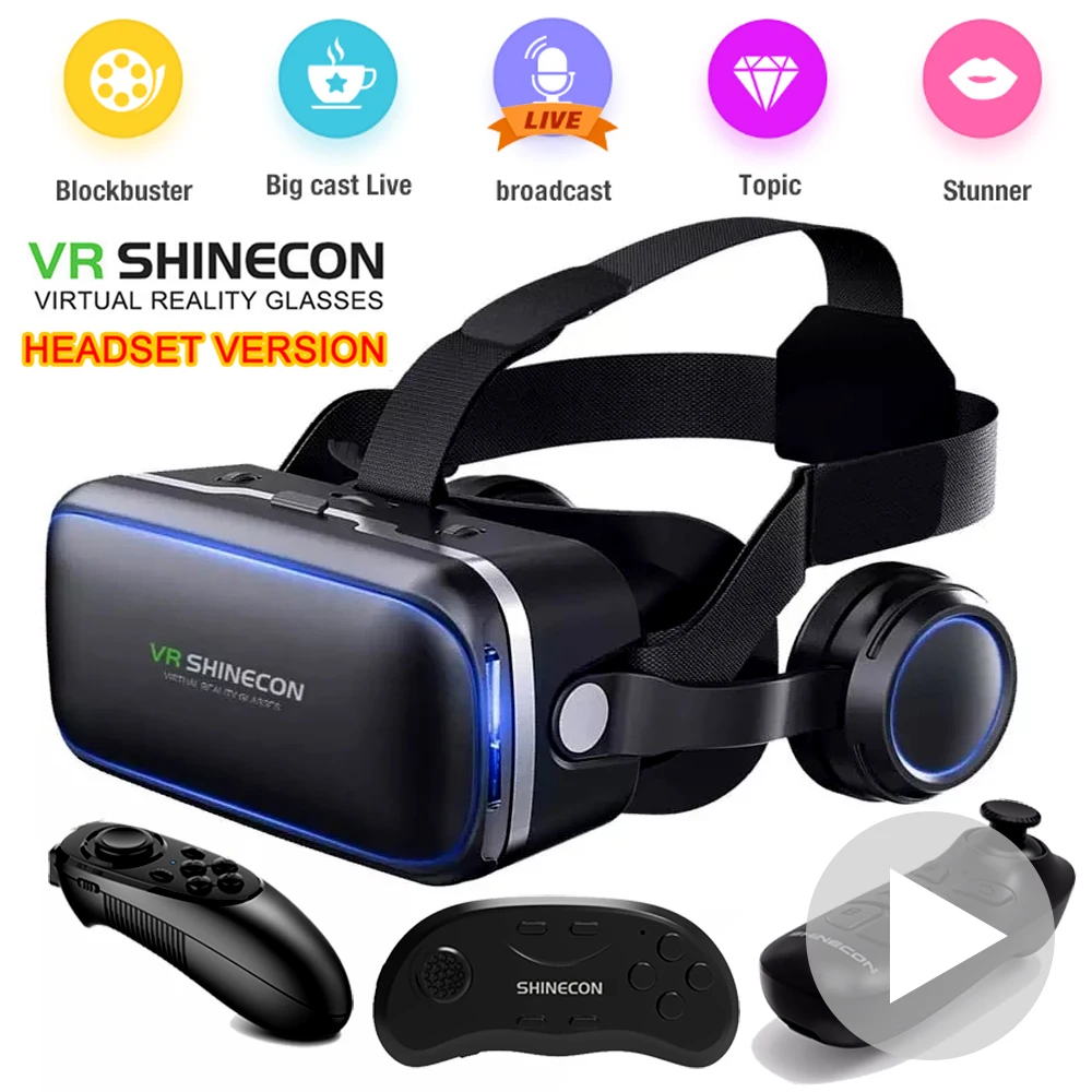 2022 Original VR Shinecon 6.0 VR Virtual Reality Smart 3D Glasses Helmet Smart Glasses Headset with Remote Control Video Game