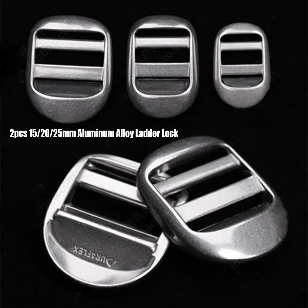 

2pcs Silver Metal Ladder Lock Aluminum Alloy 15/20/25mm Slider Adjust Buckles Webbing Accessories
