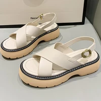 summer women sandals roman 2022 new real leather ladies sandals platform fashion sandals girl slim fit leisure durable