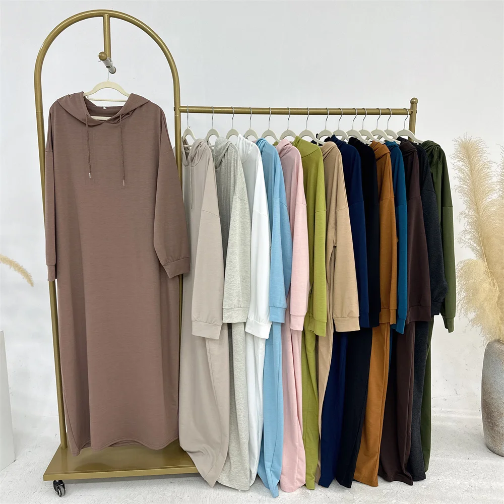 2024 Ramadan Eid Modest Warm Winter Abayas With Hat Muslim Women Abaya Dress Robe Arabe Female Morocco Kaftan Islam Clothing