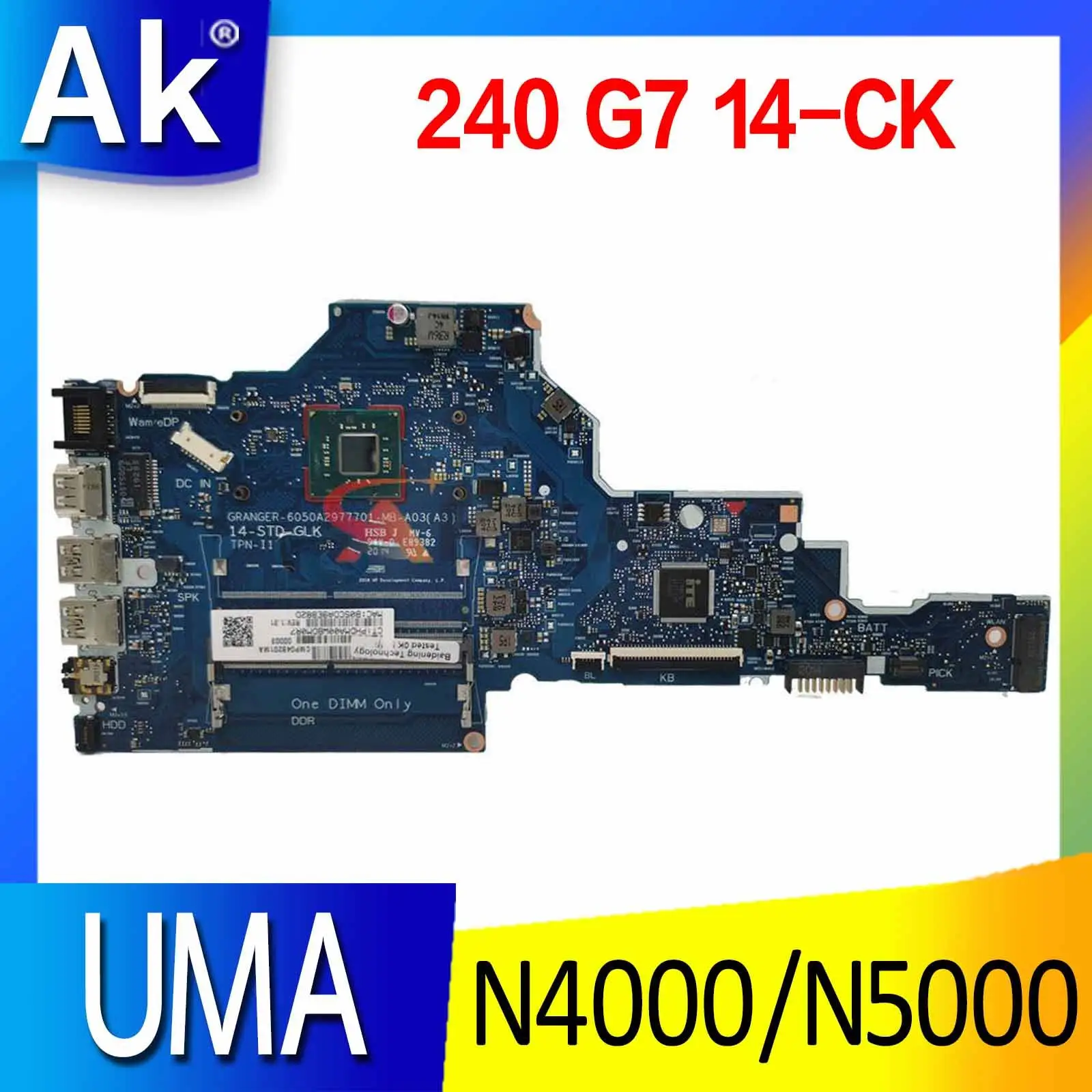 

For Hp 240 G7 14-CK Laptop Motherboard with N4000 N5000 CPU L23234-601 L23236-001 Notebook mainboard 6050A2977701-MB UMA