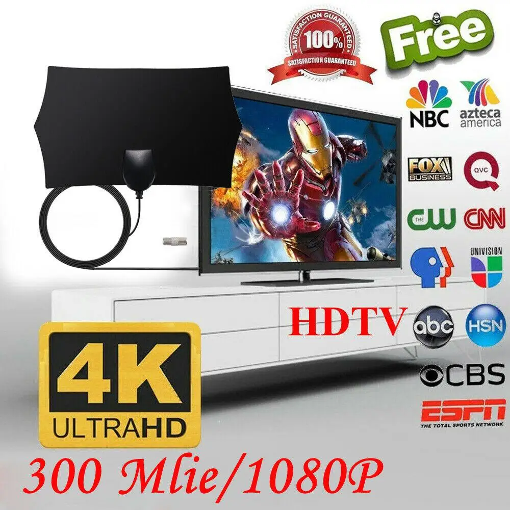 

300 Mile Range Antenna TV Digital HD Skywire Antena Digital HDTV 1080p Indoor TV adapter