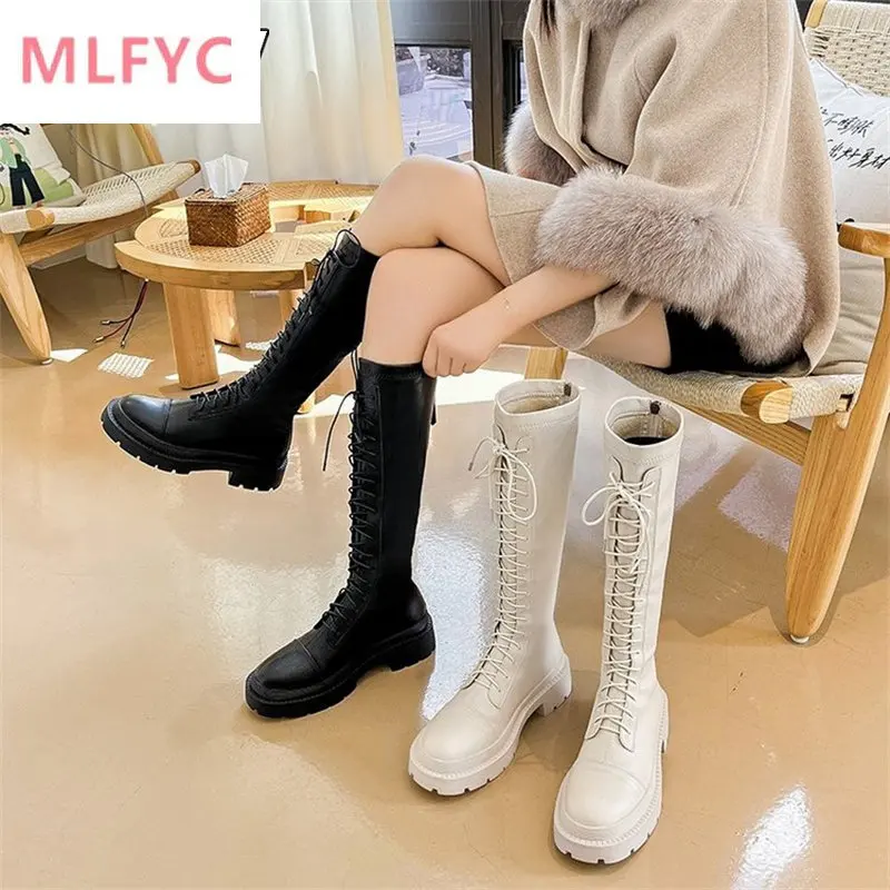 

Ботинки Челси, женские ботинки на шнуровке, осень 2022, эластичные ботинки на толстой подошве, тонкие рыцарские ботинки для увеличения роста