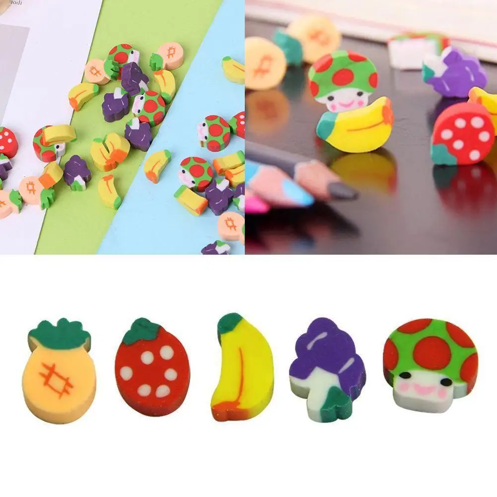 

1pcs Cute Cartoon Pencil Erasers Fruit Shape Rubber Kids School Correction Supplies Student Gift Mini Eraser