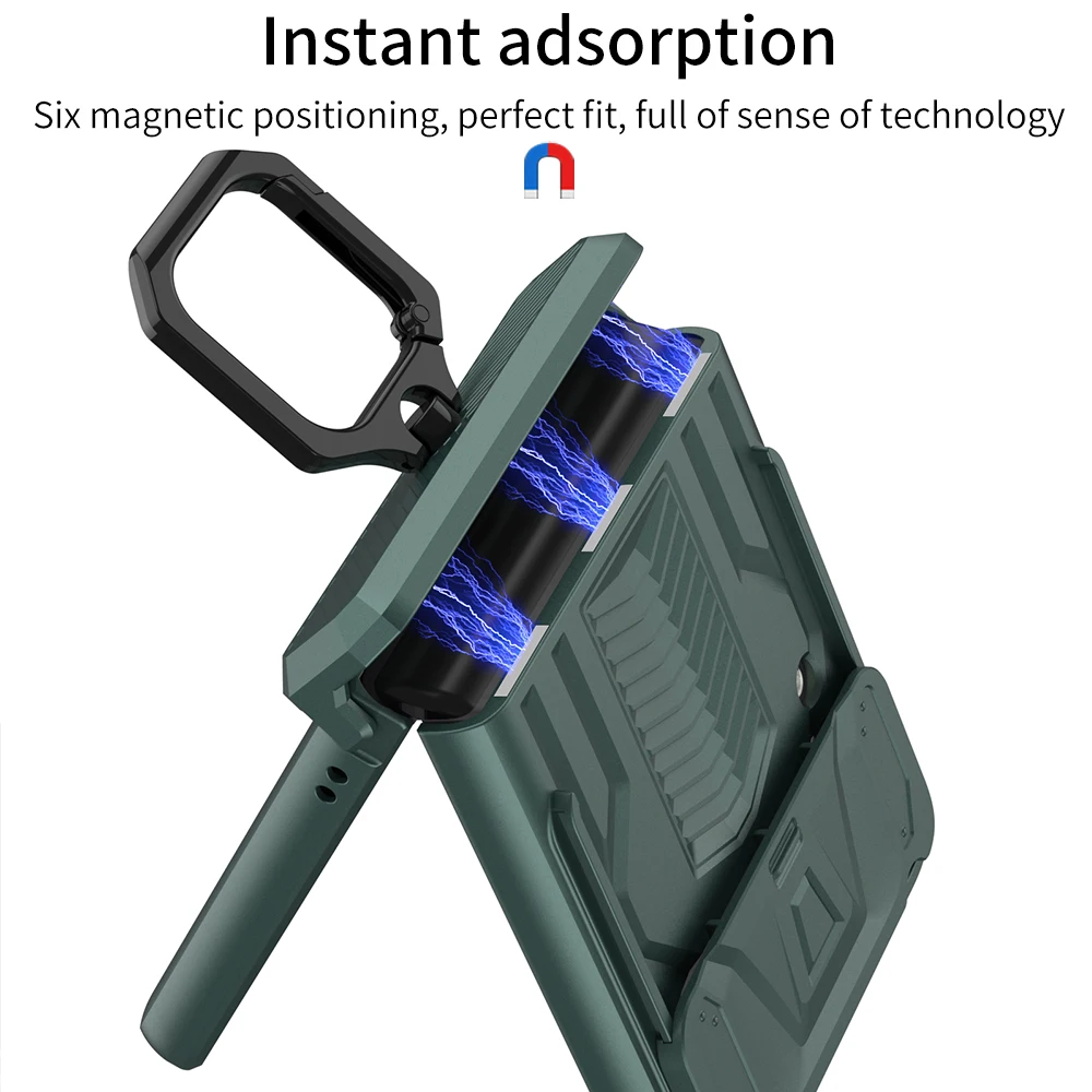 With Push Window Camera Protector Case For Samsung Galaxy Z Flip 4 Magnetic Case Z Flip 3 5G Shockproof Phone Cover Key Ring