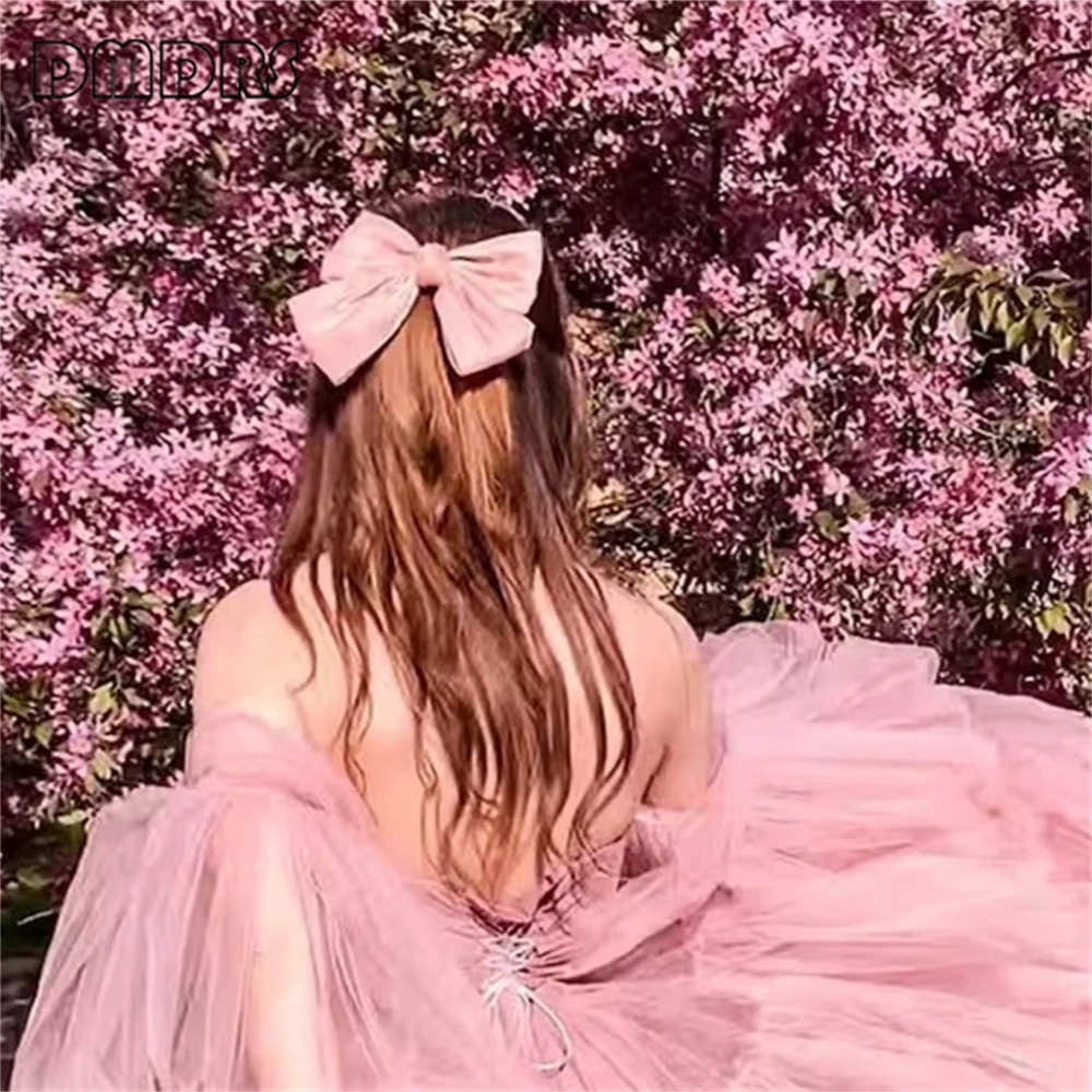 Платье с открытыми плечами из тюля | Многослойное длинное женское платье для